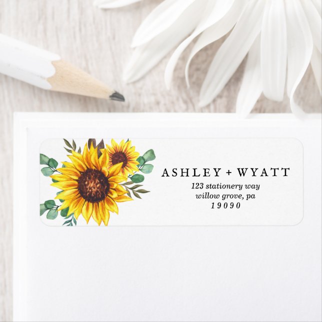 Modern Yellow Sunflower Wedding Return Address  (Insitu)