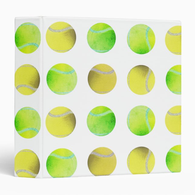 Modern Yellow Tennis Ball Pattern Player White Binder (Front/Spine)