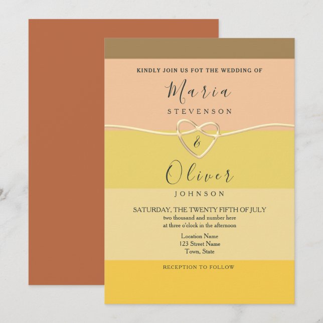 Modern Yellow Terracotta Wedding Invitation (Front/Back)