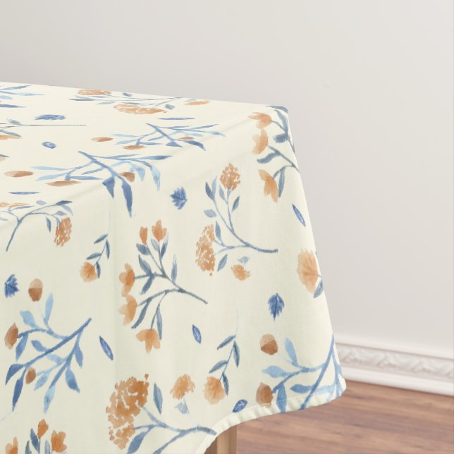 Modern Yellow Vintage Wildflower Pattern   Tablecloth (In Situ)