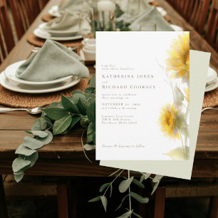 Modern Yellow Watercolor Sunflowers II Invitation