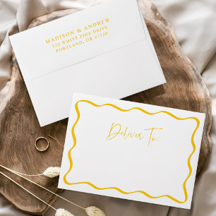 Modern Yellow Wavy Frame Wedding Envelope