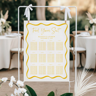 Modern Yellow Wavy Frame Wedding Seating Chart