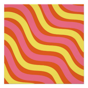 Modern Yellow Wavy Stripe Minimalist Wall Art
