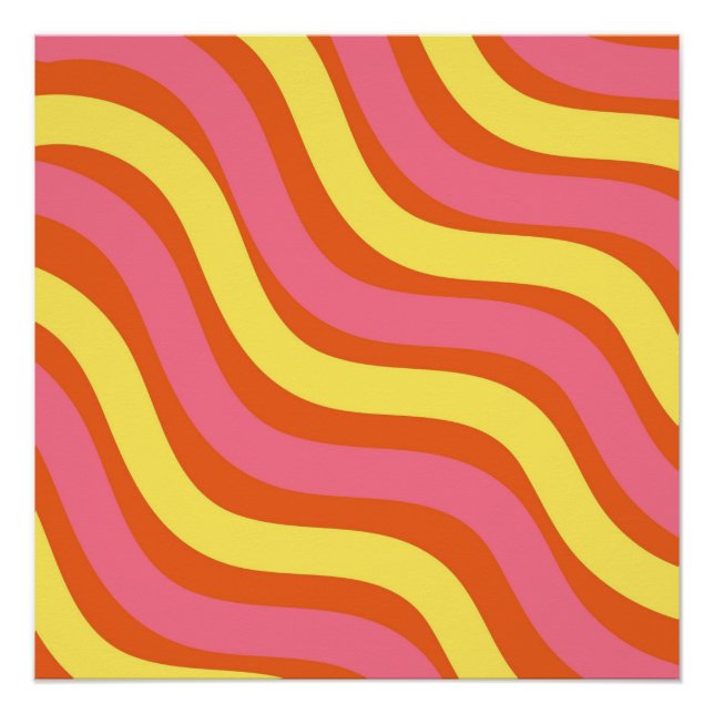 Modern Yellow Wavy Stripe Minimalist Wall Art (Front)