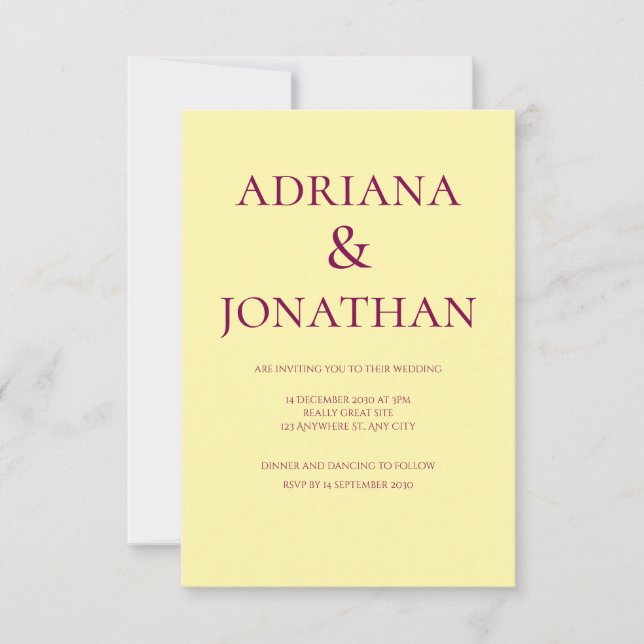 Modern Yellow Wedding Invitation - Customizable (Front)
