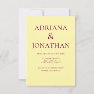 Modern Yellow Wedding Invitation - Customizable