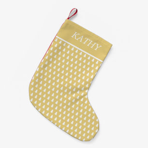 Modern Yellow White Christmas Tree Pattern Name Small Christmas Stocking