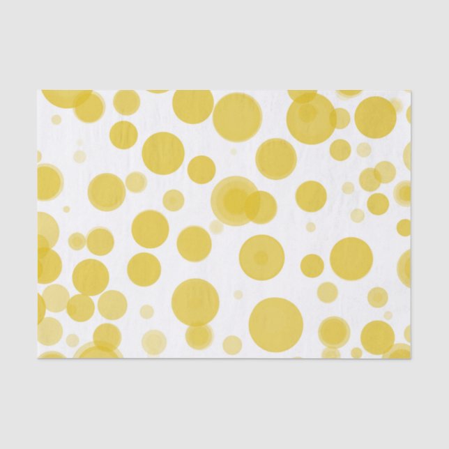 Modern Yellow & White Polka Dot Bubbles Party Tissue Paper (Front)