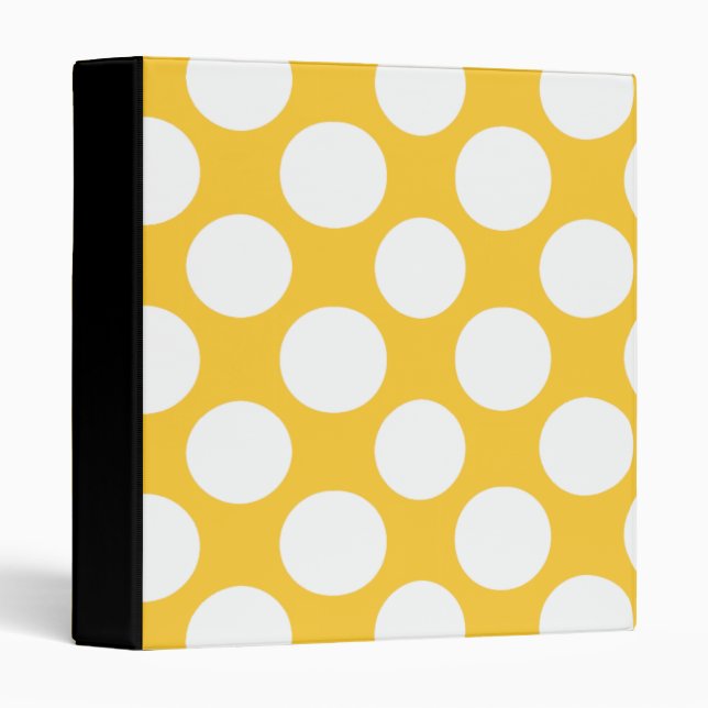 Modern Yellow White Polka Dots Pattern Binder (Front/Spine)
