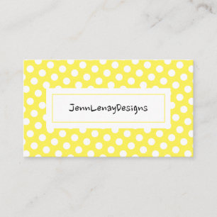 Modern Yellow White Polka Dots Pattern Chic Business Card