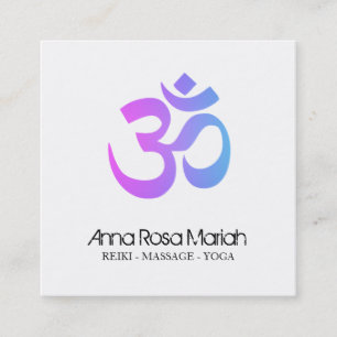 *~*  Modern Yoga Energy Healer Aum Om Symbol Square Business Card