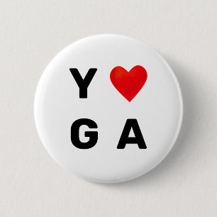 Modern Yoga Heart 2 Inch Round Button