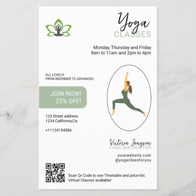 Modern Yoga Studio Flyer | Packed with care (Front)