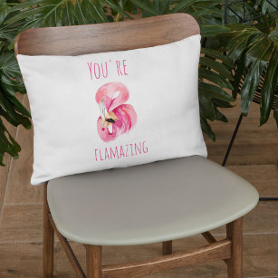 Modern You Are Flamazing Beauty Pink Flamingo Accent Pillow