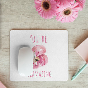 Modern You Are Flamazing Beauty Pink Flamingo Mouse Pad