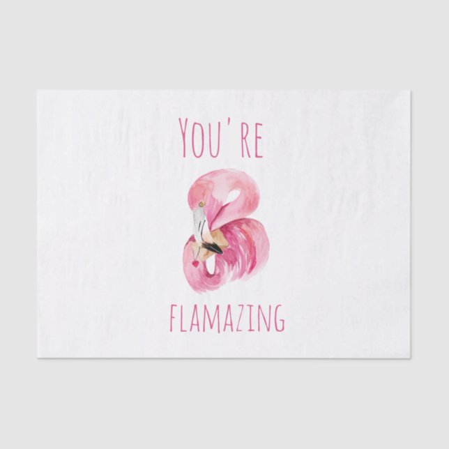 Modern You Are Flamazing Beauty Pink Flamingo Tissue Paper (Front)
