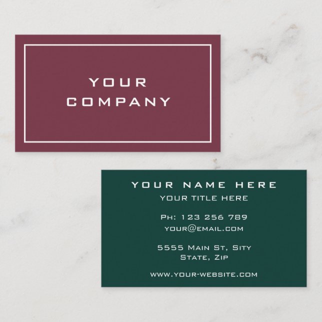 Modern Your Colours Personalized Business Card (Front/Back)