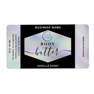 Modern your logo holographic script body butter