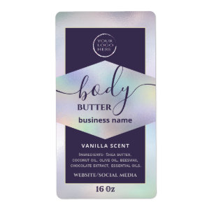 Modern your logo holographic script body butter l