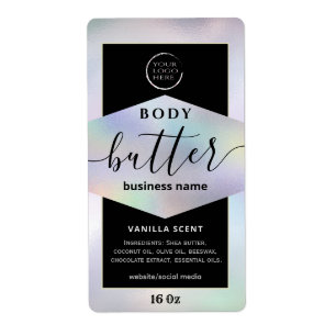 Modern your logo holographic script body butter  l