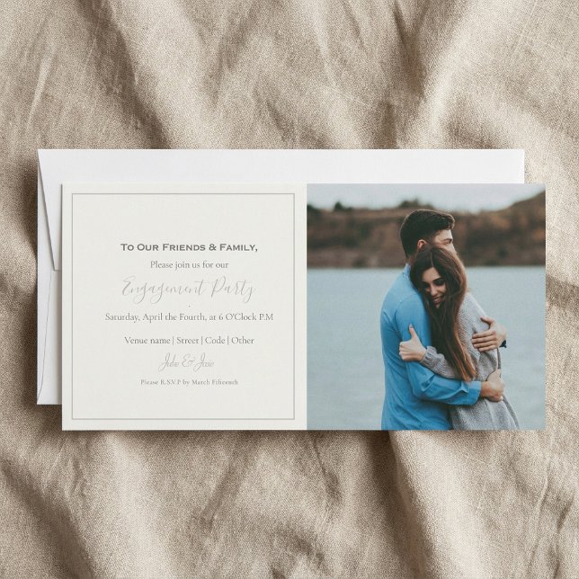 Modern your own photo, engagement party invitation (Modern your own photo, engagement party invitation.)