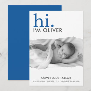 Modern Your Photo Torn Paper Birth Announcement
