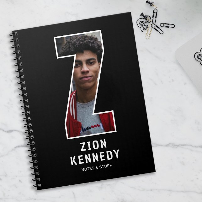 Modern "Z" Photo Initial Monogram Notebook (Creator Uploaded)