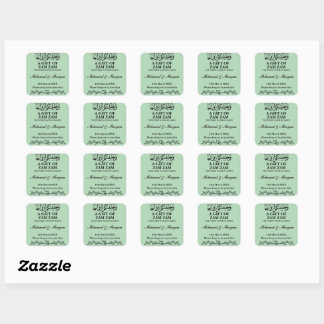 Modern Zam Zam Water Nikah Muslim Wedding Favour Square Sticker