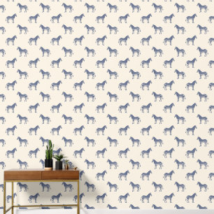 Modern Zebra Line Art Drawing Pattern Unique Blue Wallpaper