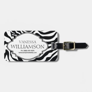 Modern Zebra Pattern Personalized Luggage Tag