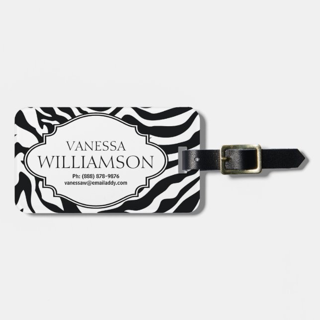 Modern  Zebra  Pattern Personalized Luggage Tag (Front Horizontal)