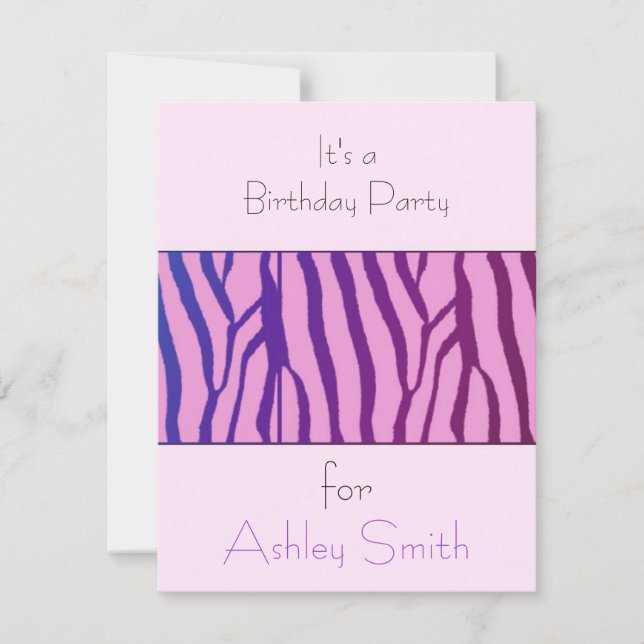 Modern Zebra Print  Birthday Invitation (Front)