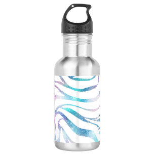 Modern Zebra Print Glam Blue Purple Glitter 532 Ml Water Bottle