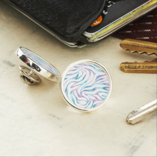 Modern Zebra Print Glam Blue Purple Glitter  Lapel Pin