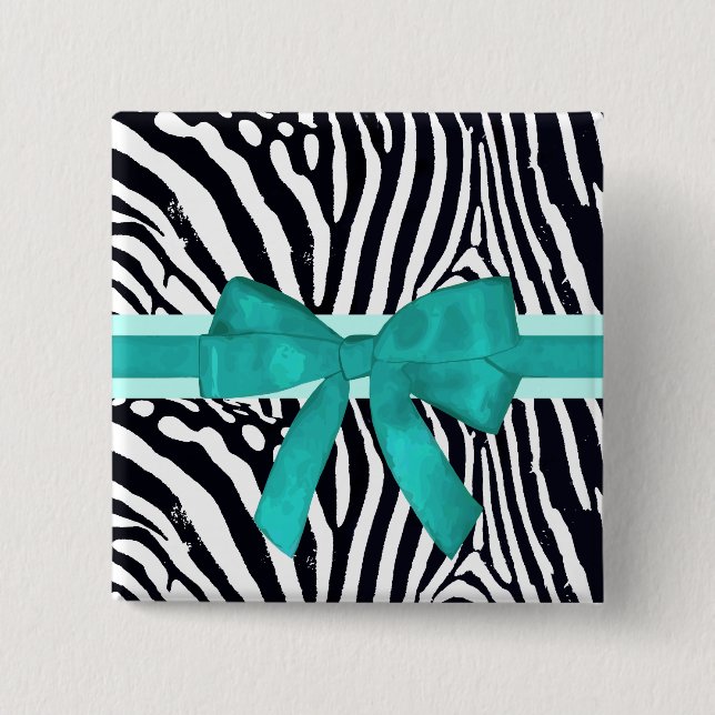 Modern Zebra Stripe Animal Print Pattern 2 Inch Square Button (Front)