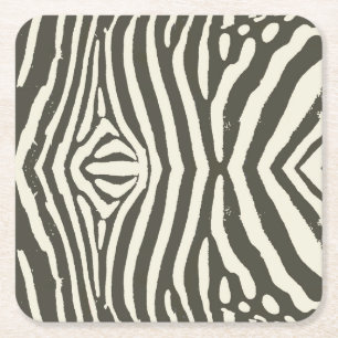 Modern Zebra Stripe Animal Print Pattern Square Paper Coaster