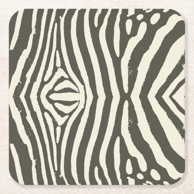 Modern Zebra Stripe Animal Print Pattern Square Paper Coaster (Front)
