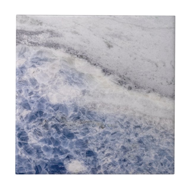 Modern Zen Blue Calcite Quartz Crystal Print Tile (Front)