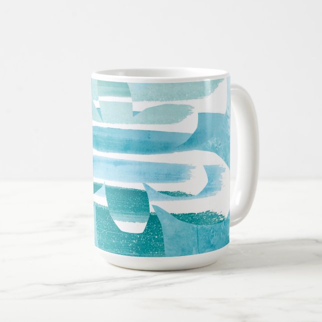 Modern Zen Blue Mug – Calm Abstract Art Design (Devant droit)
