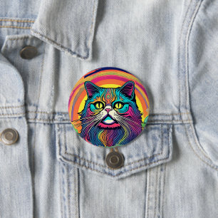 Modern Zen Cat 3 Inch Round Button
