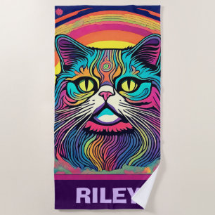 Modern Zen Cat Beach Towel