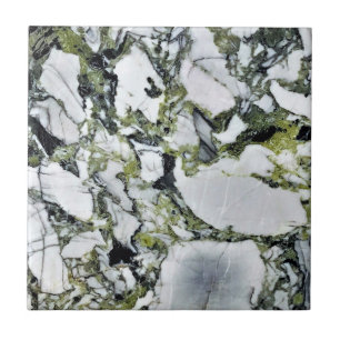 Modern Zen Green Gemstone White Quartz and Onyx Tile