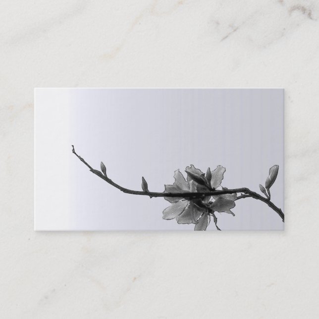 Modern Zen Spring/ Black&White Floral Business Card (Front)