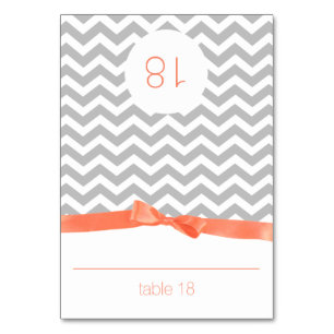 Modern Zig Zag and Coral Bow Seating Card