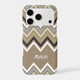 Modern Zig Zag Chevron Pattern & Brown Kraft Paper