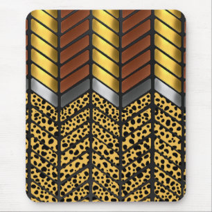 Modern Zigzag Chevron Cheetah Animal Print Mouse Pad