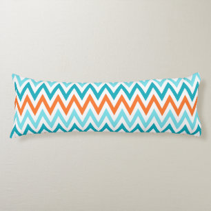 Modern ZigZag Chevron Orange Aqua Blue Pattern Body Pillow
