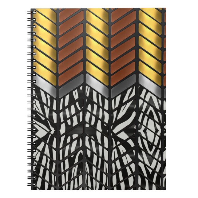 Modern Zigzag Chevron Zebra Animal Print Notebook (Front)