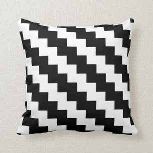 Modern Zigzag in Black and White Throw Pillow